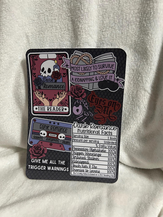 Dark romance sticker style kindle e reader insert card for clear case, kindle accessory decoration, kindle, paperwhite, oasis12th gen