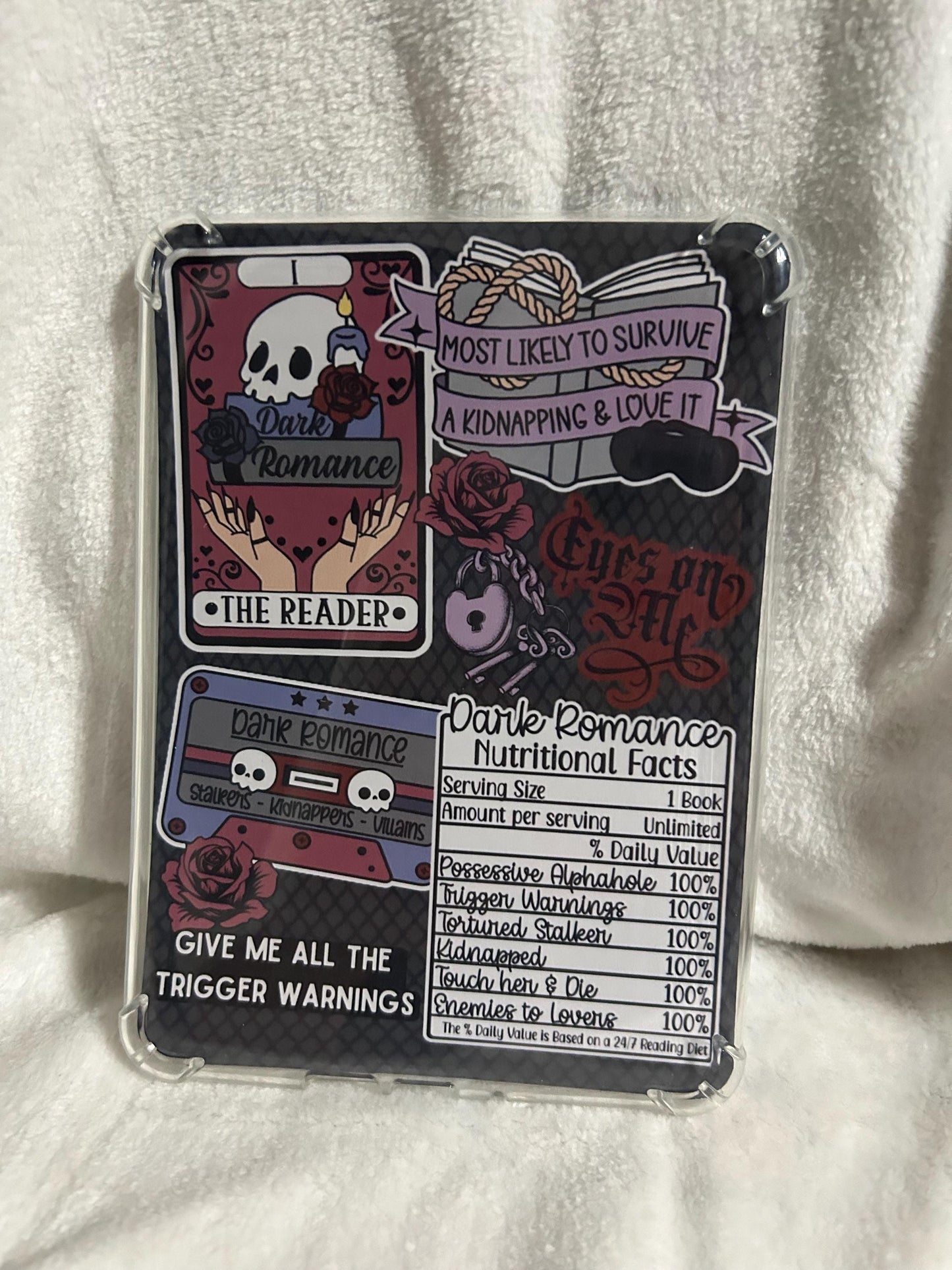 Dark romance sticker style kindle e reader insert card for clear case, kindle accessory decoration, kindle, paperwhite, oasis12th gen