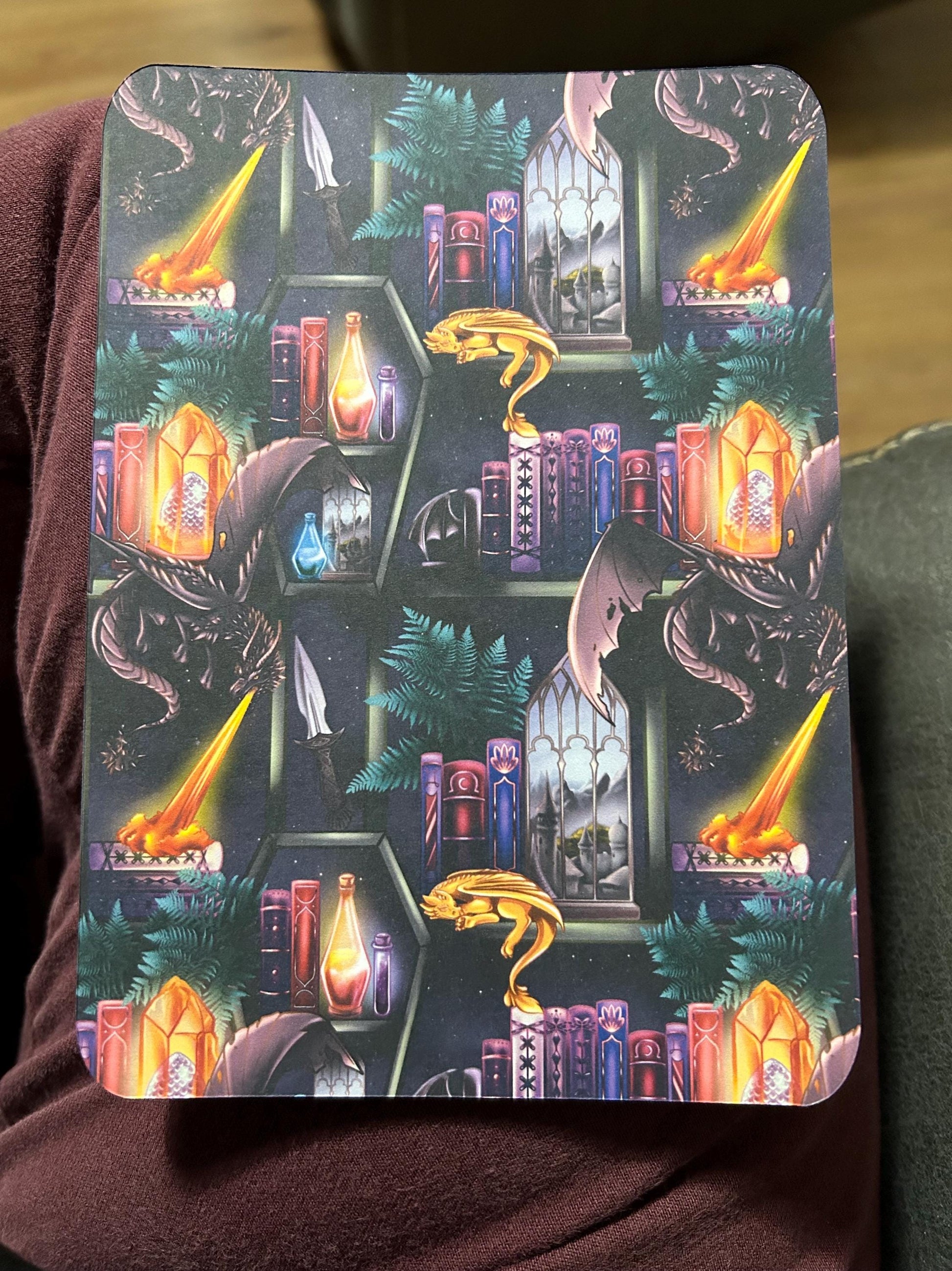 Dragon bookshelf book case kindle e reader insert card for clear case, kindle accessory decoration, kindle, paperwhite, oasis, scribe