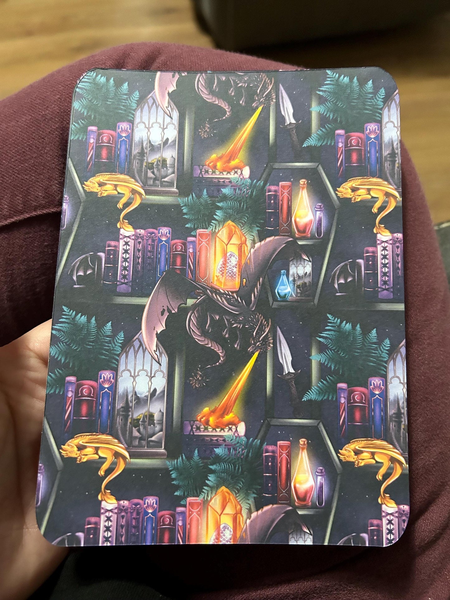 Dragon bookshelf book case kindle e reader insert card for clear case, kindle accessory decoration, kindle, paperwhite, oasis, scribe