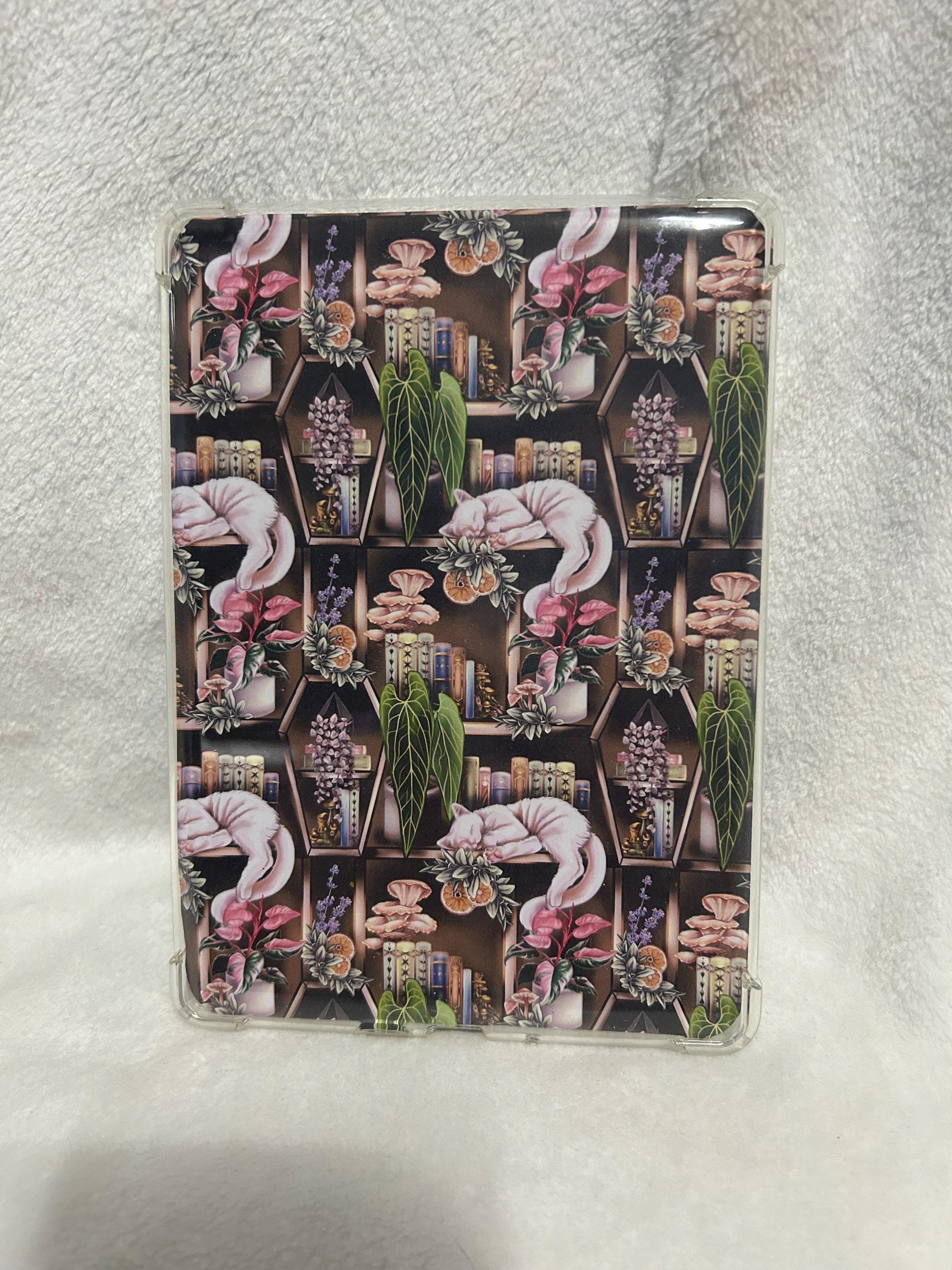 Cats on a bookshelf bookish kindle e reader insert for clear case, kindle accessory, kindle, paperwhite, oasis, scribe 10th 11th 12th gen