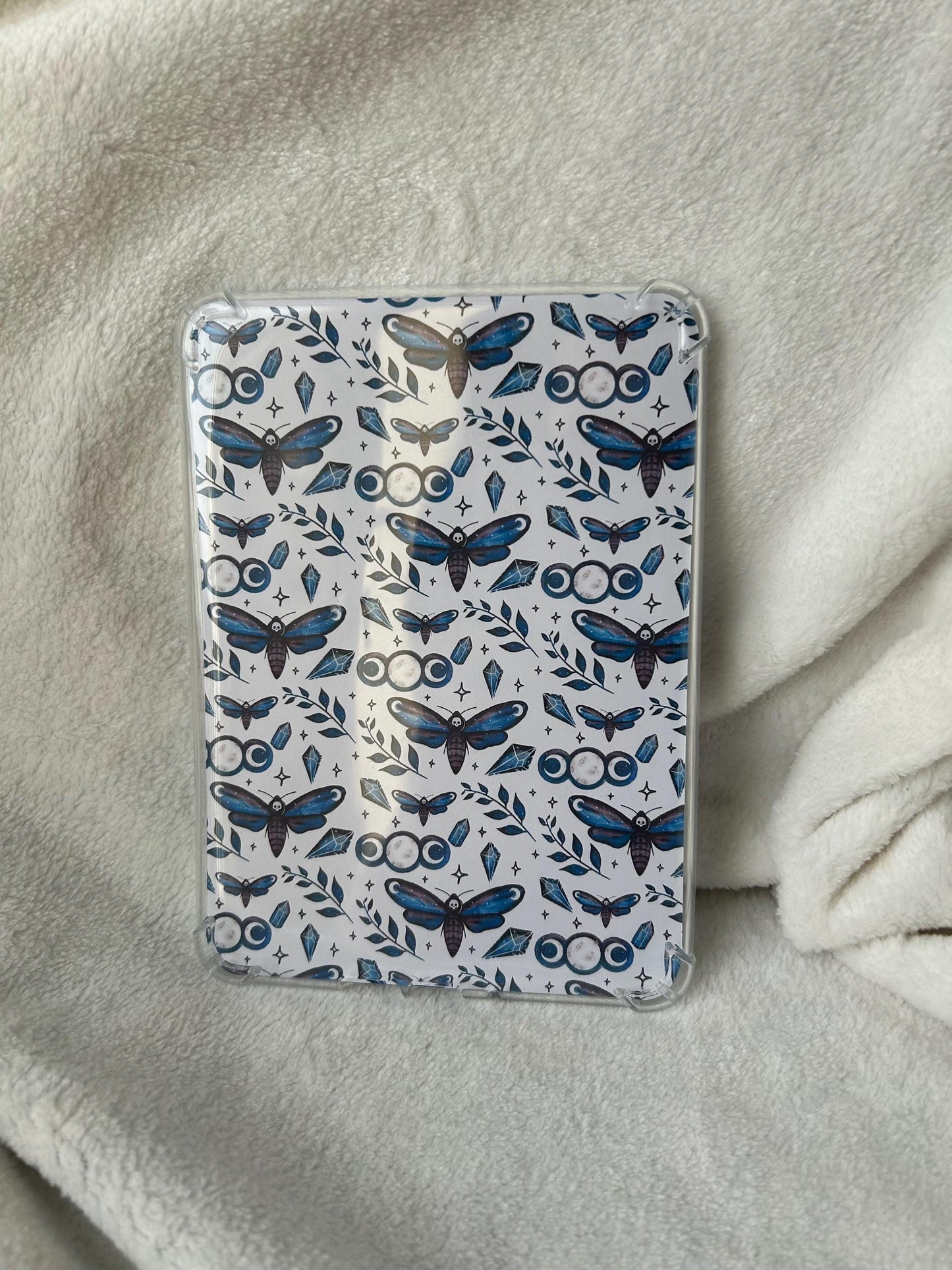 Blue moths kindle e reader insert card for clear case, kindle accessory decoration, kindle, paperwhite, oasis, scribe 10th 11th gen