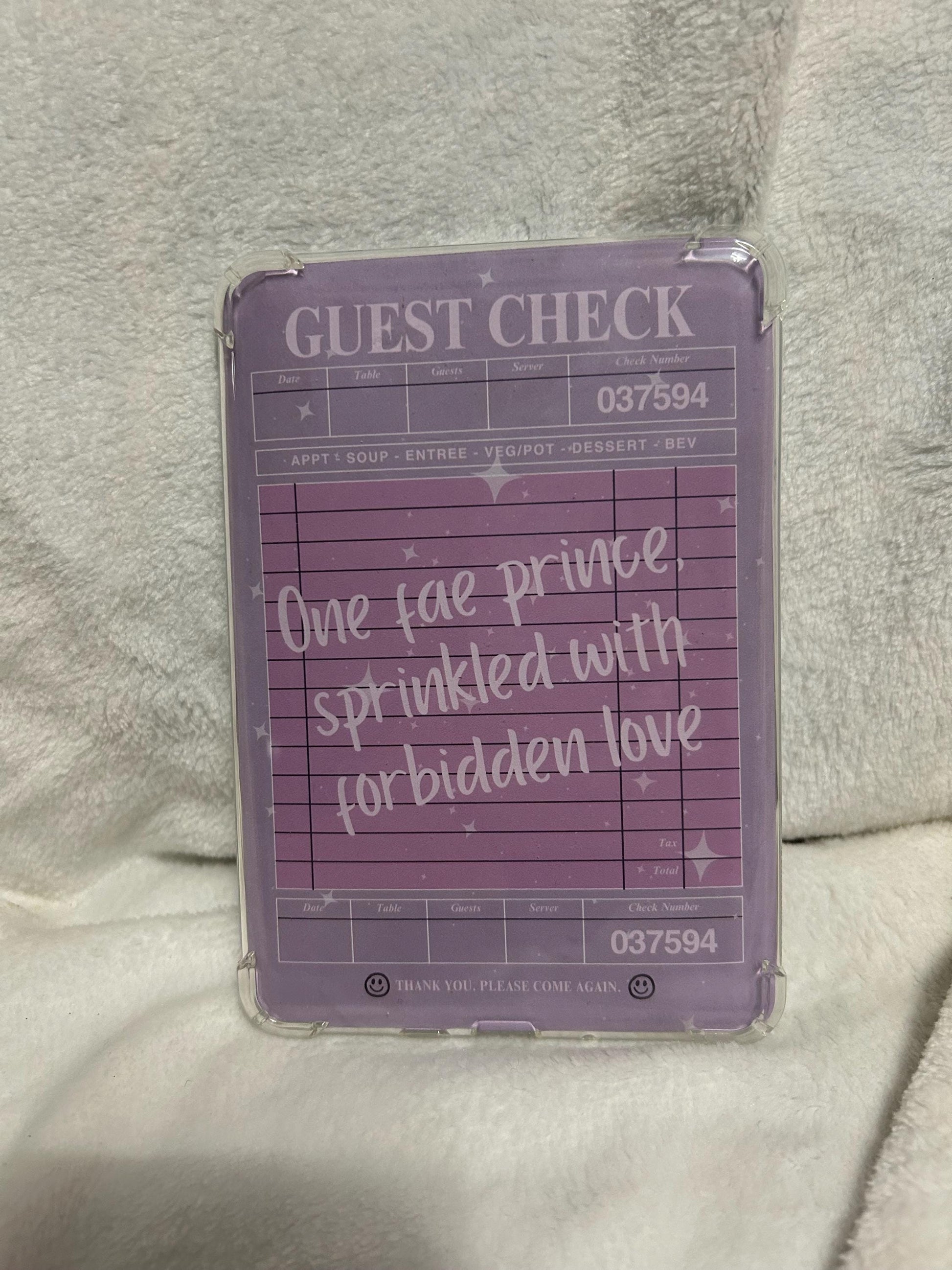 Guest check one fae prince forbidden trope kindle e reader insert card for clear case, kindle accessory decoration, kindle, paperwhite, oas