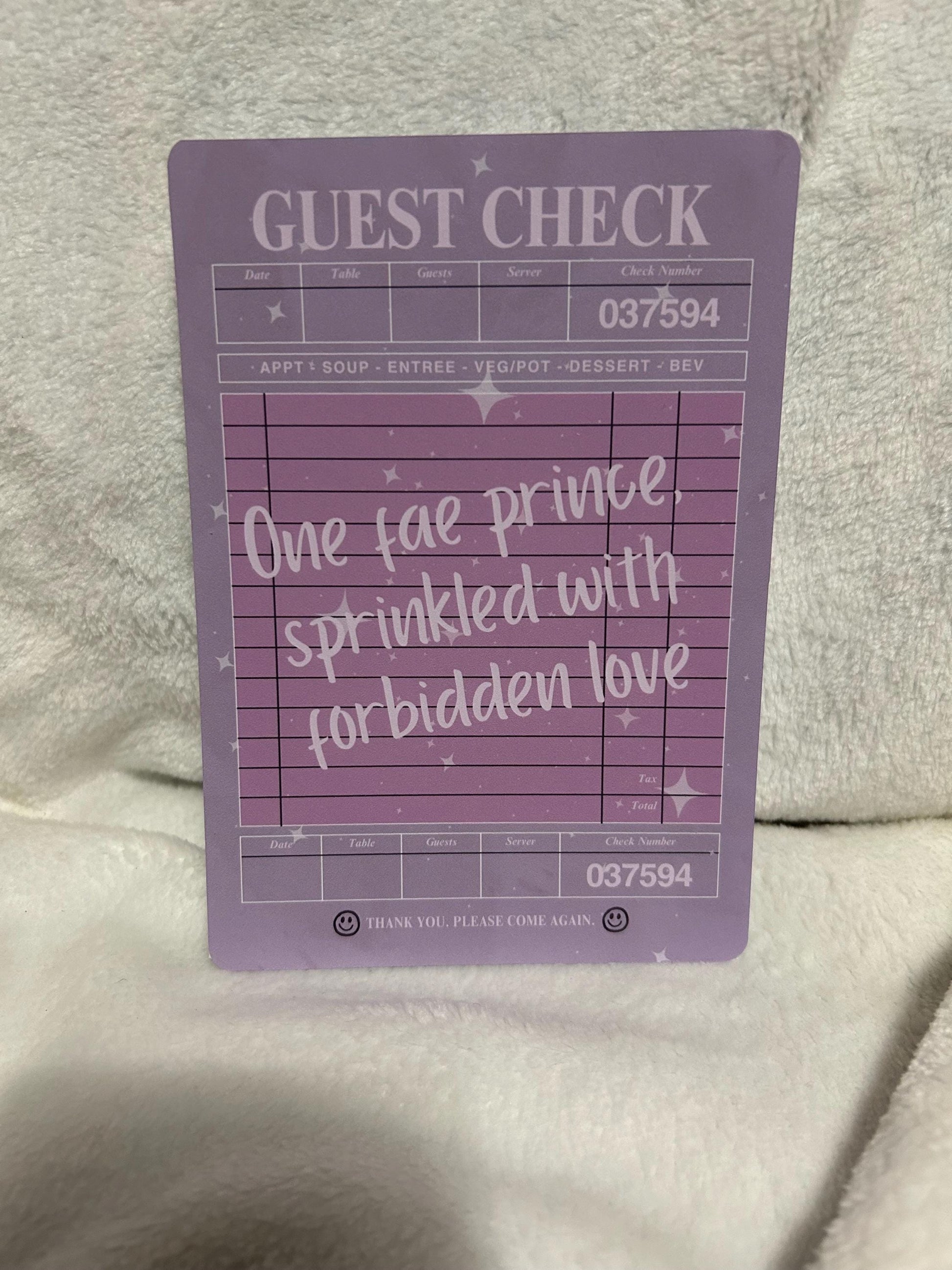 Guest check one fae prince forbidden trope kindle e reader insert card for clear case, kindle accessory decoration, kindle, paperwhite, oas