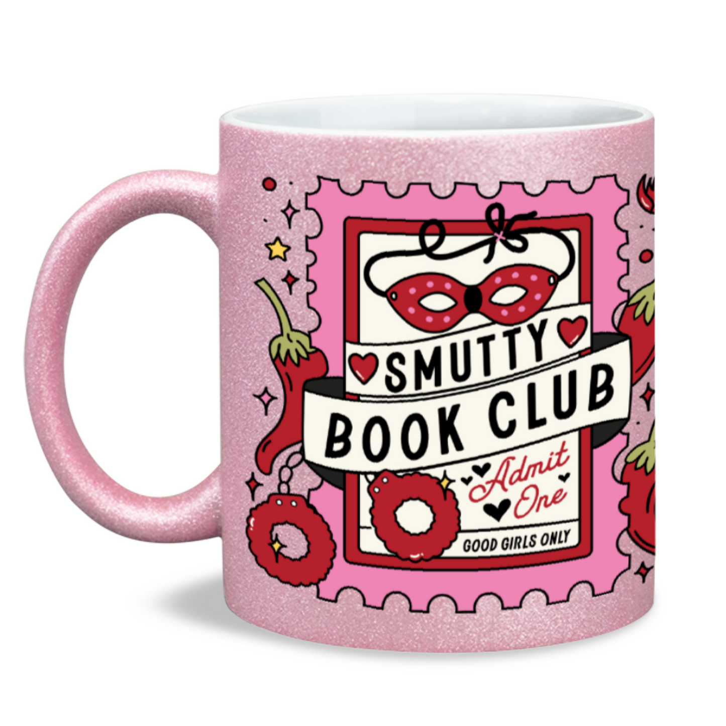 Smutty book club bookish sparkling glitter mug