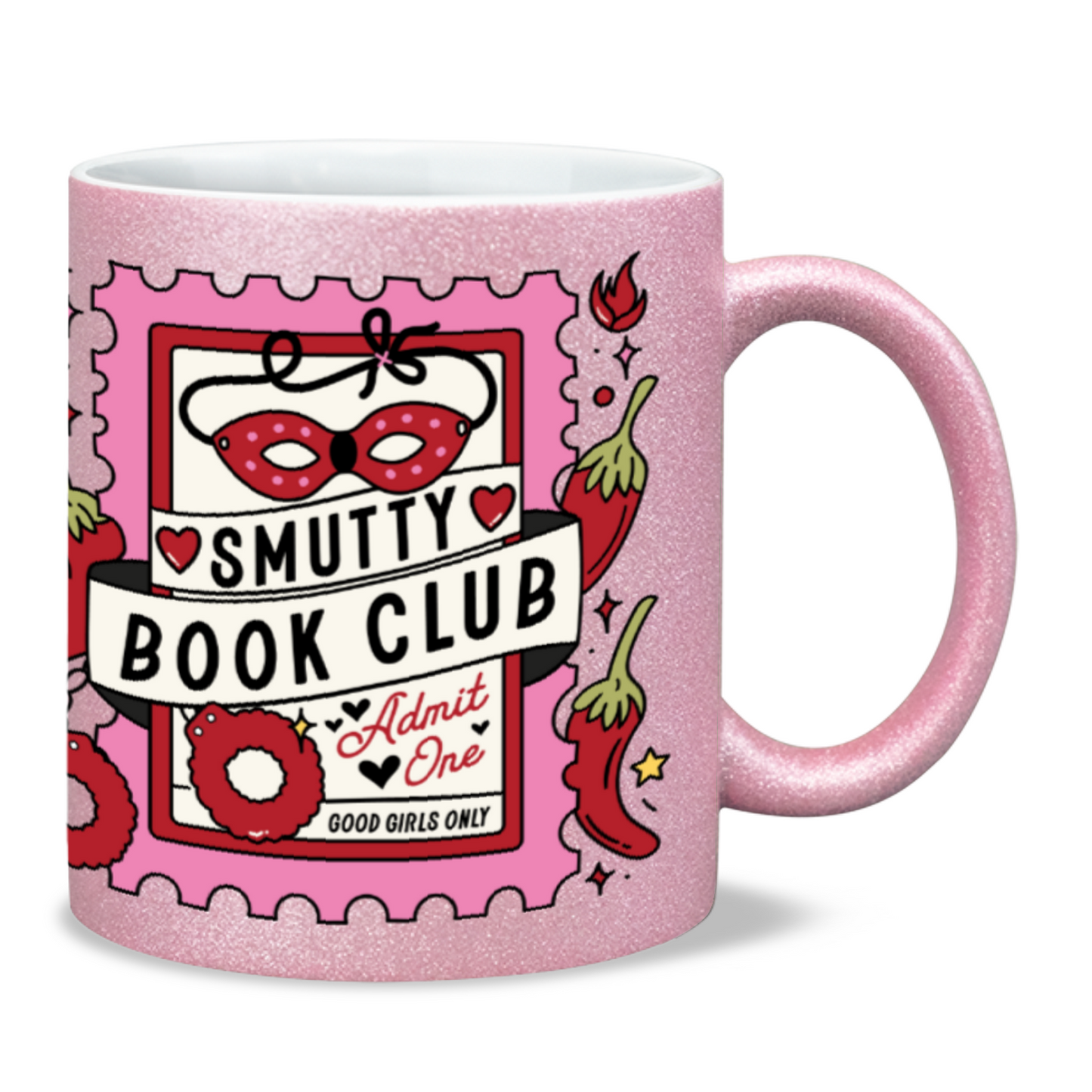 Smutty book club bookish sparkling glitter mug