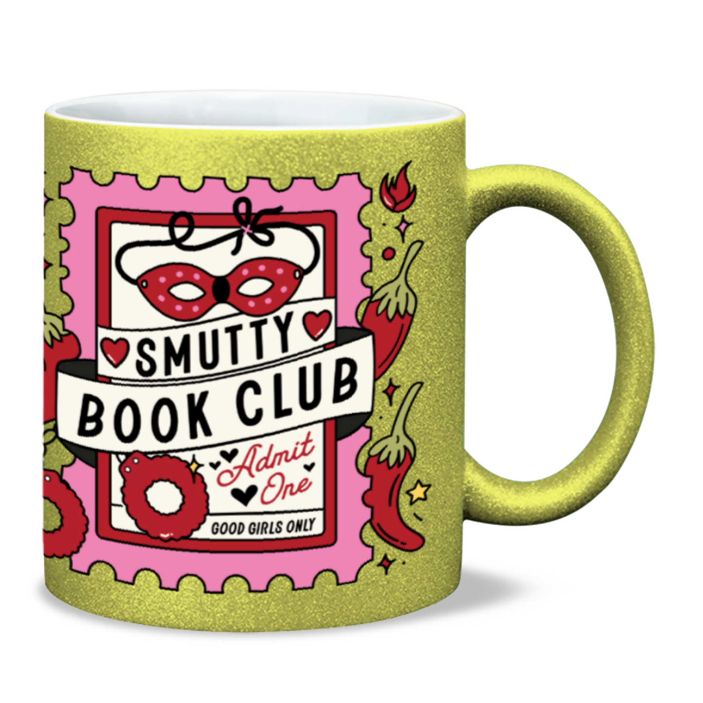 Smutty book club bookish sparkling glitter mug