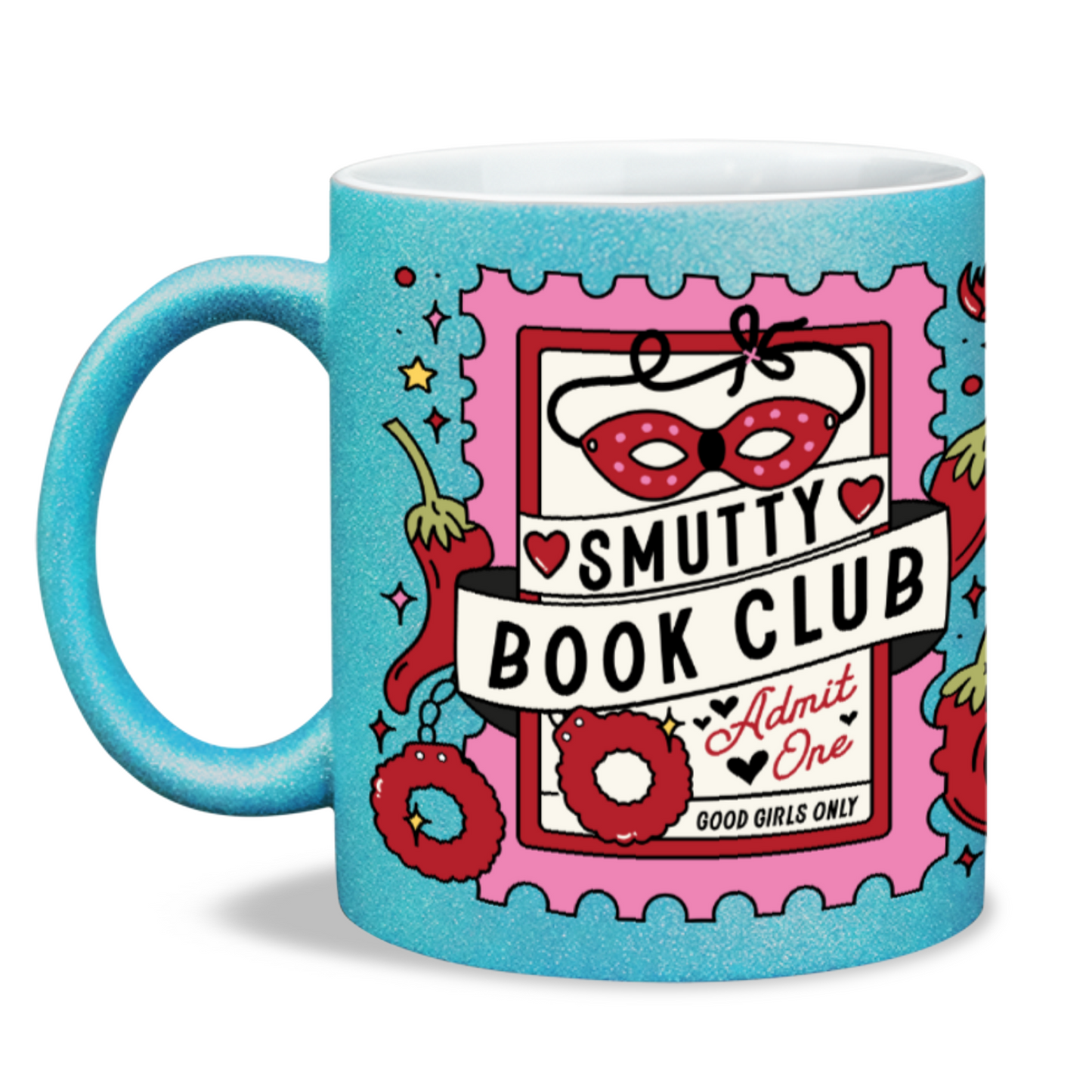 Smutty book club bookish sparkling glitter mug