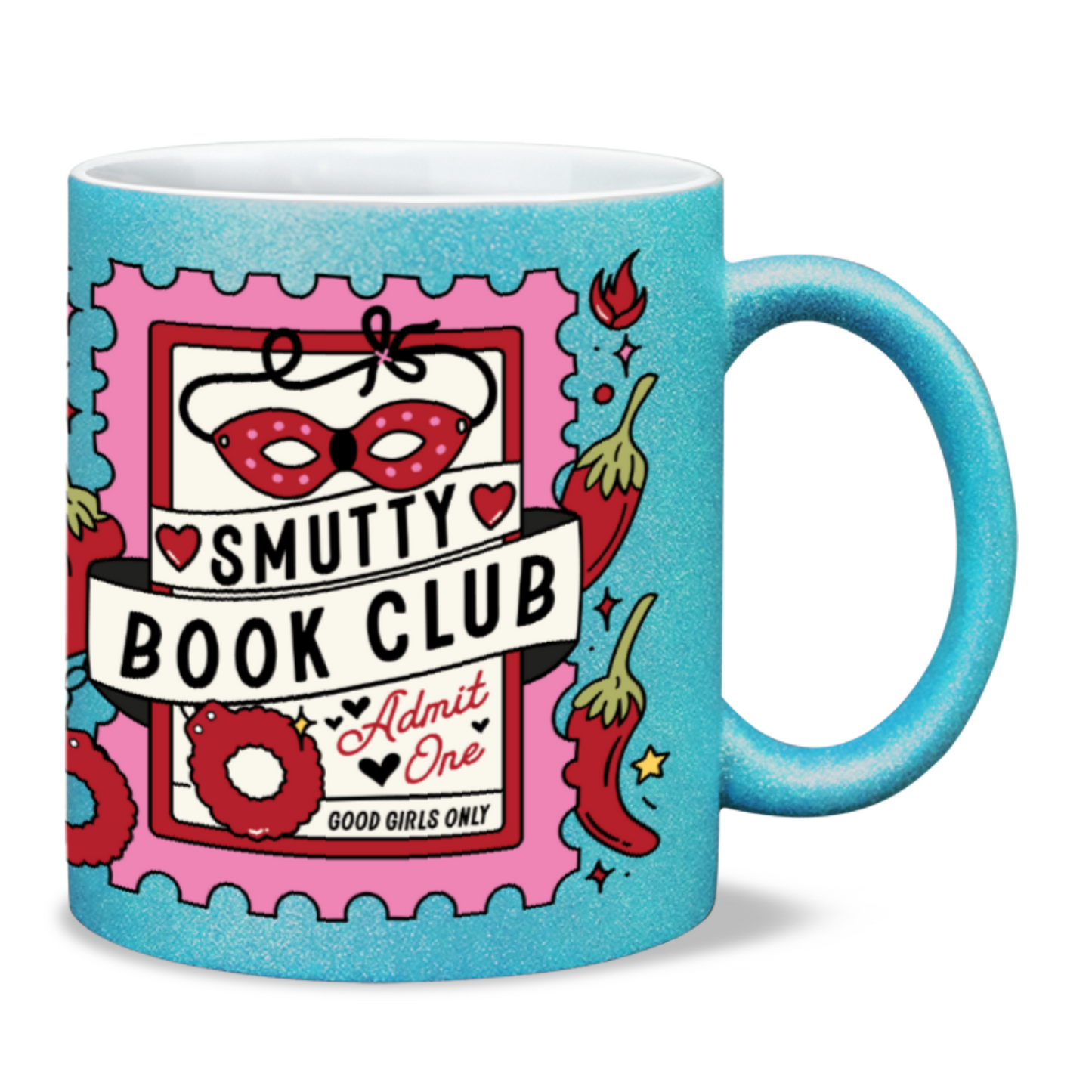 Smutty book club bookish sparkling glitter mug