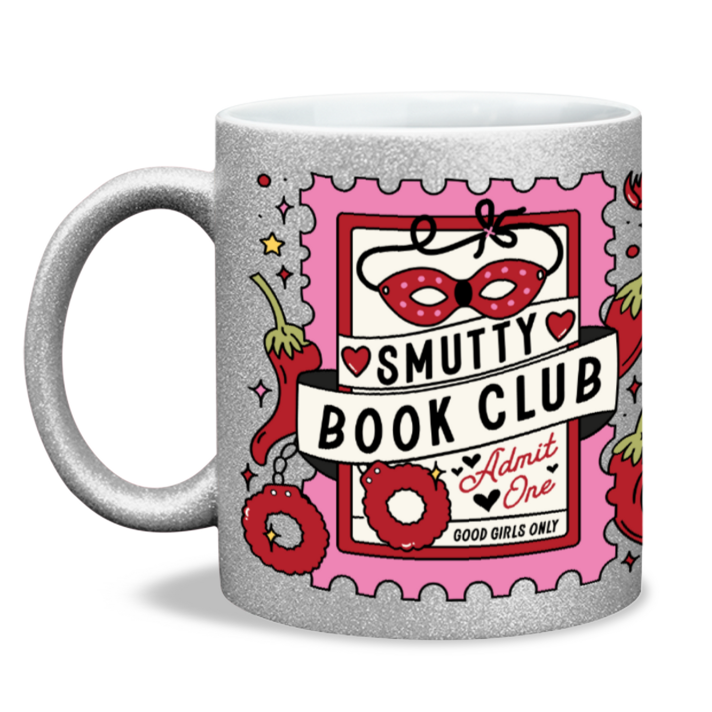 Smutty book club bookish sparkling glitter mug