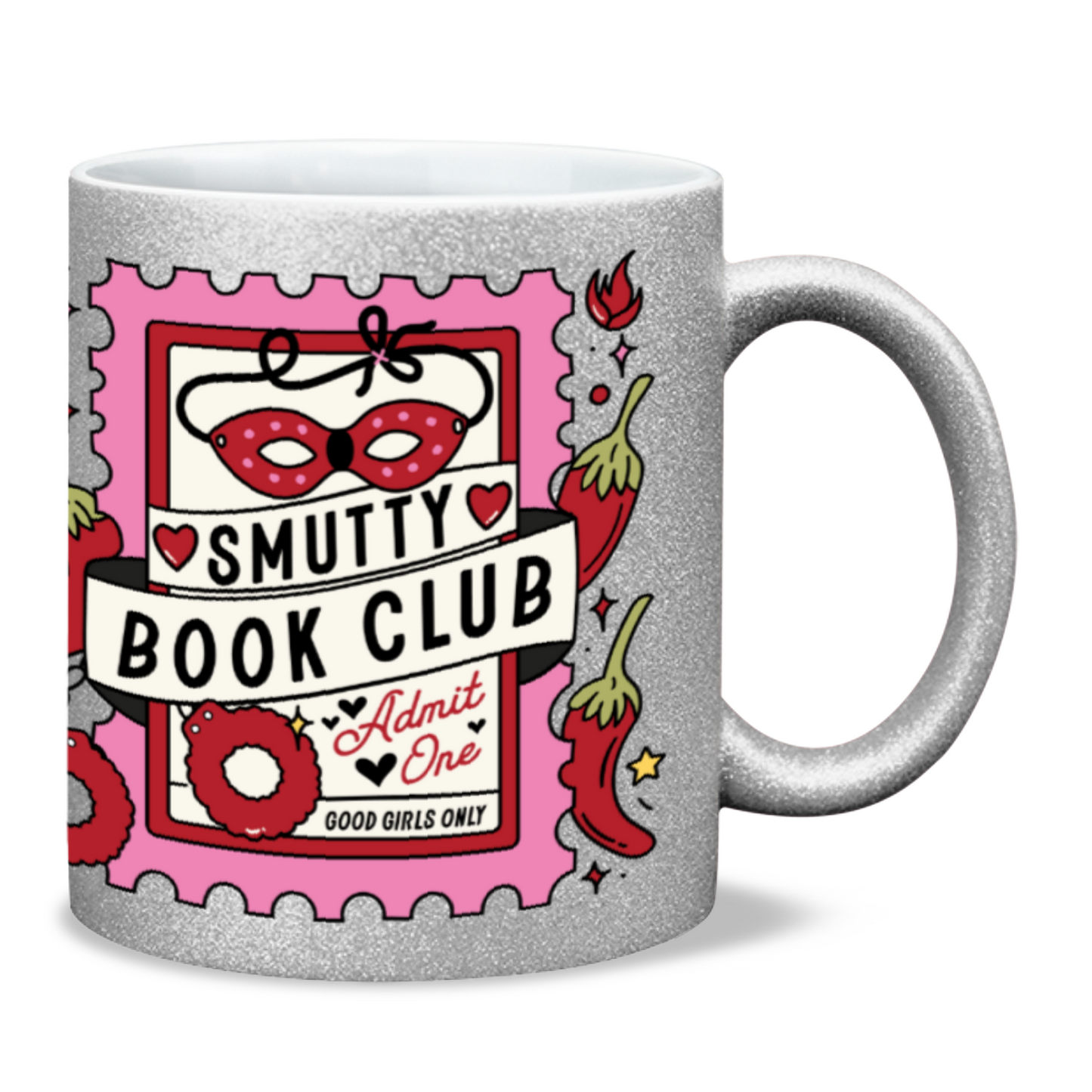 Smutty book club bookish sparkling glitter mug