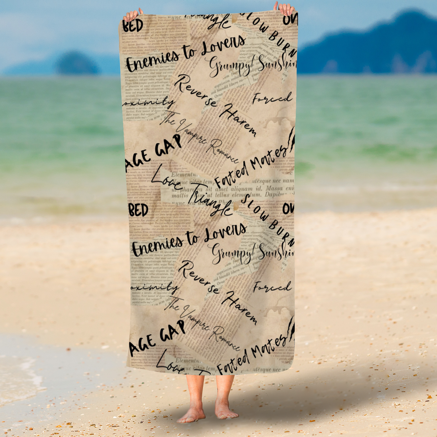 Book tropes bookish beach towel