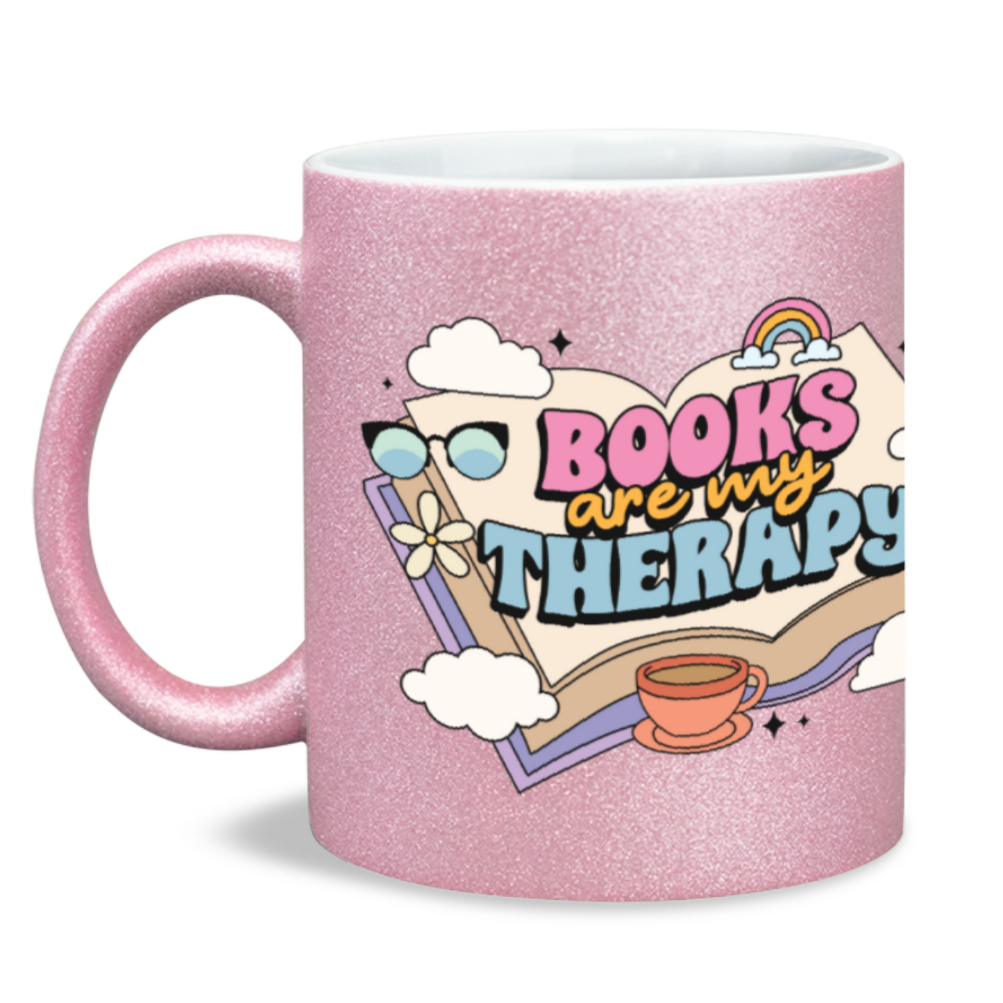 Books are my therapy bookish sparkle mug