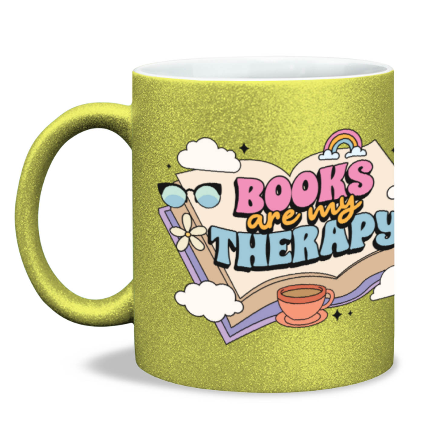 Books are my therapy bookish sparkle mug