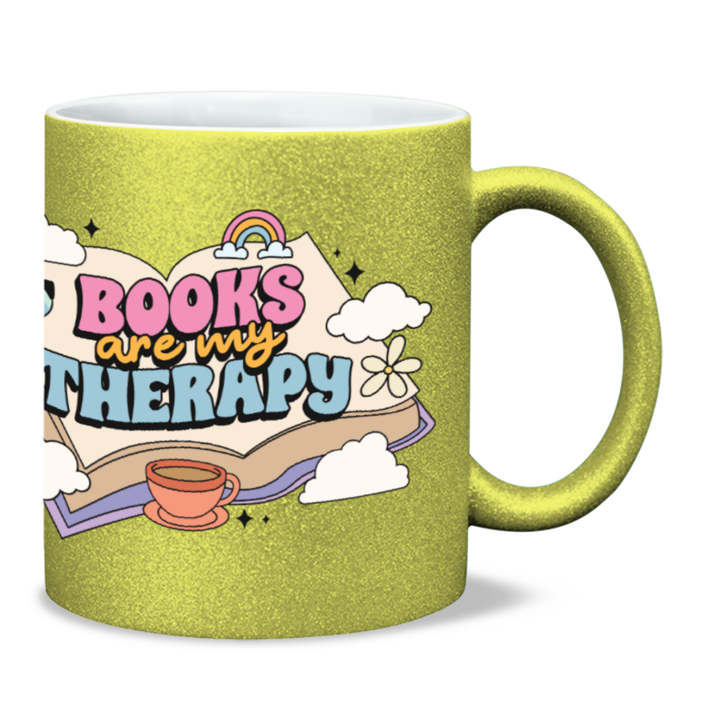 Books are my therapy bookish sparkle mug