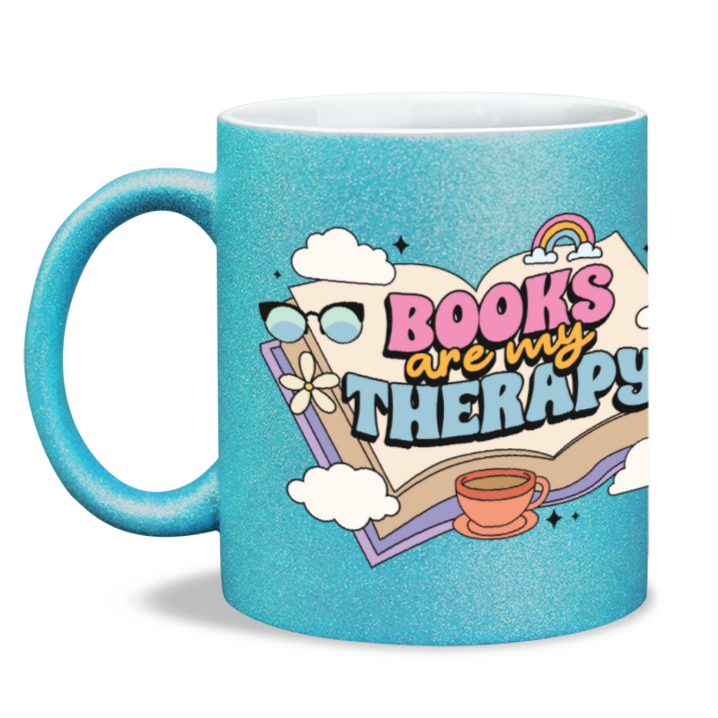 Books are my therapy bookish sparkle mug