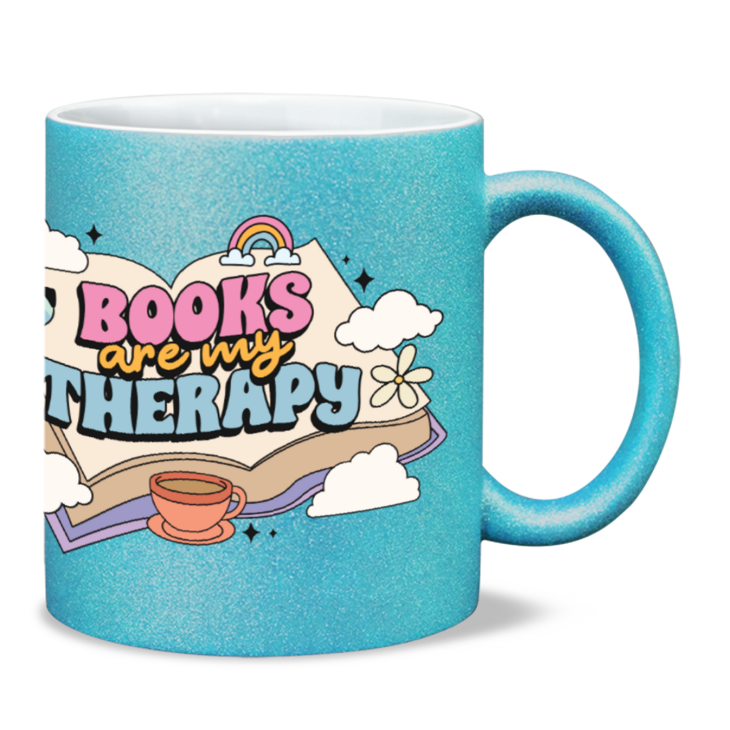 Books are my therapy bookish sparkle mug