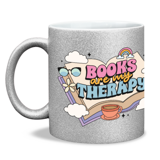 Books are my therapy bookish sparkle mug