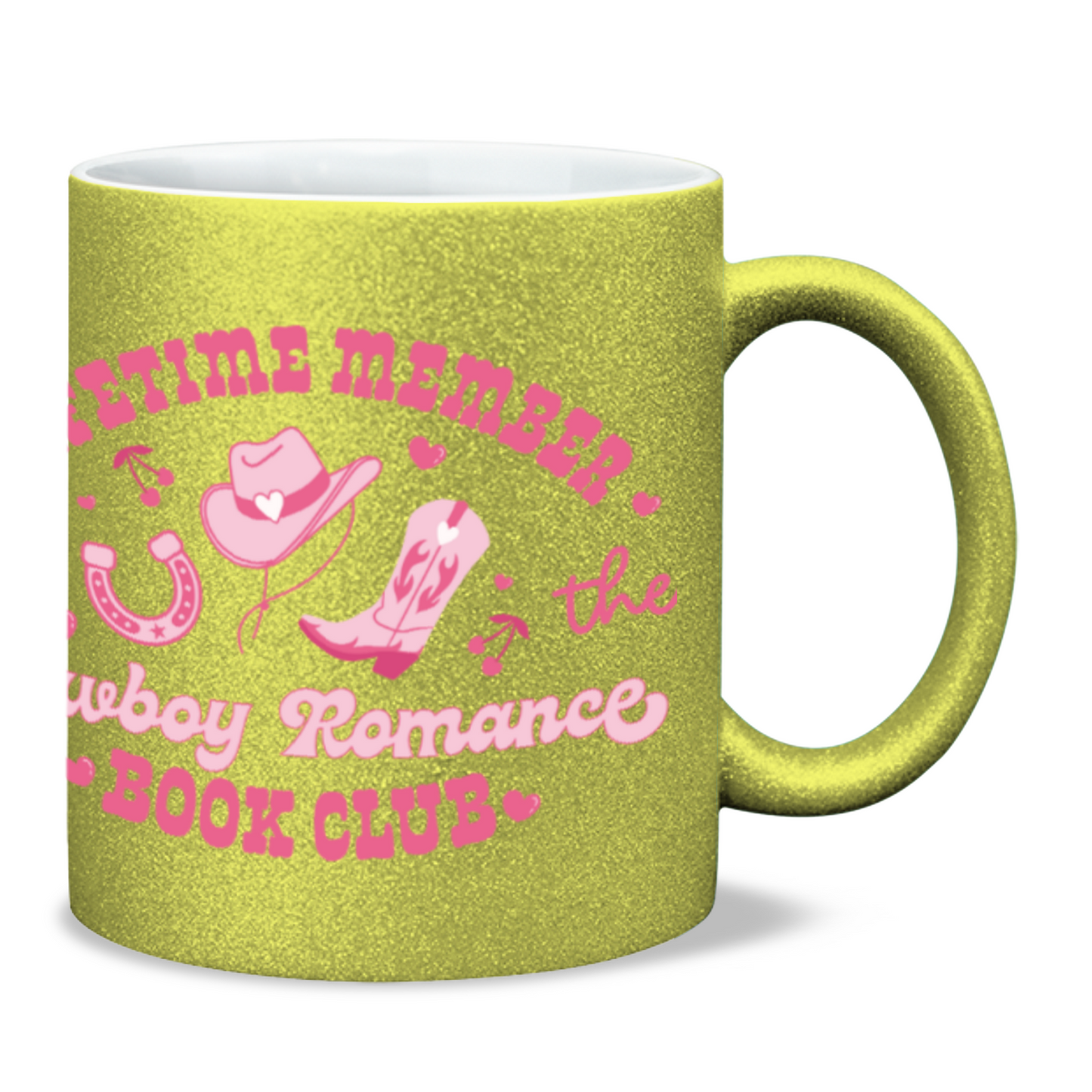 Lifetime member of cowboy romance book club sparkle mug