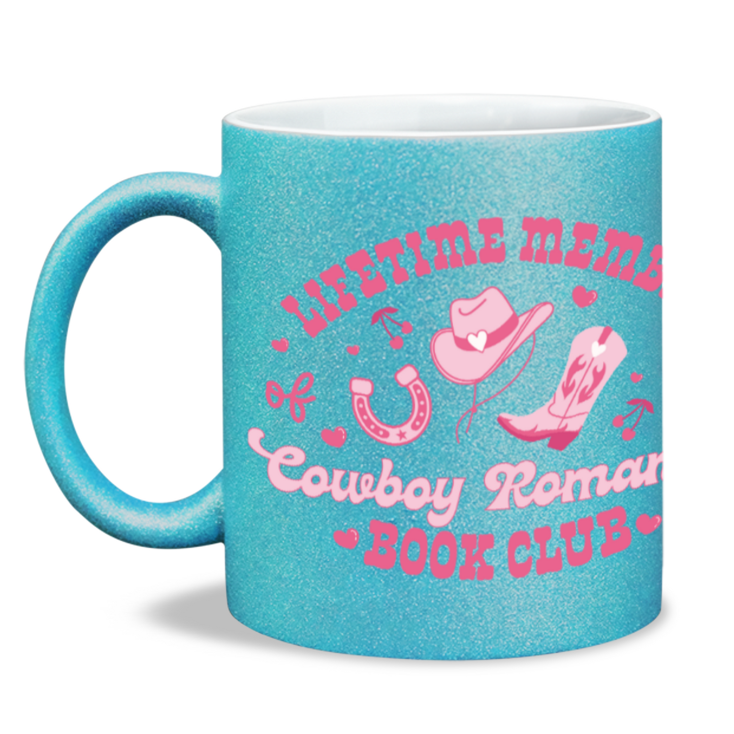 Lifetime member of cowboy romance book club sparkle mug