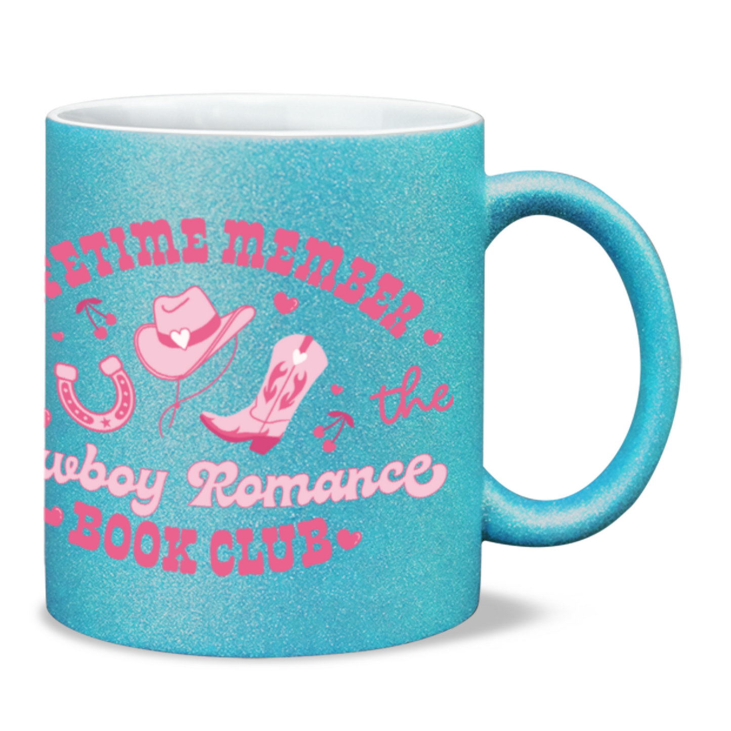 Lifetime member of cowboy romance book club sparkle mug