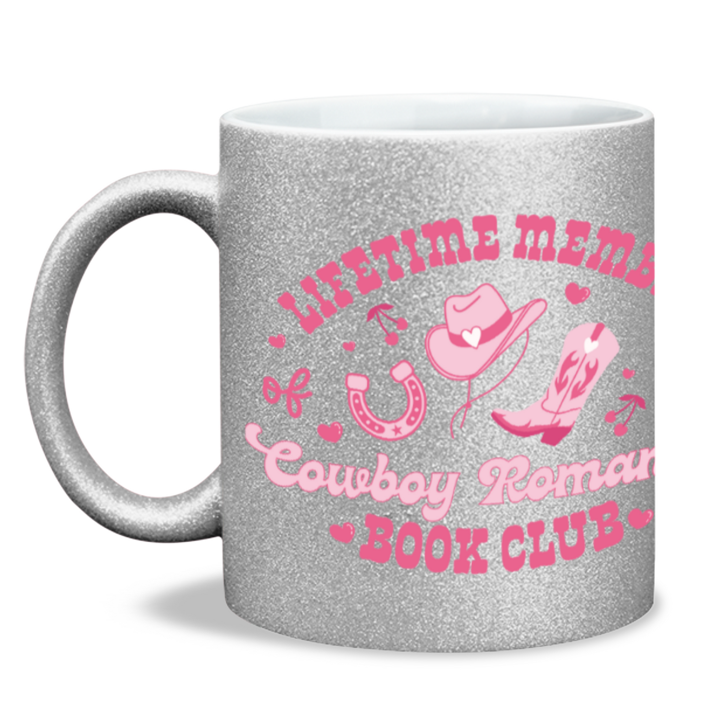 Lifetime member of cowboy romance book club sparkle mug