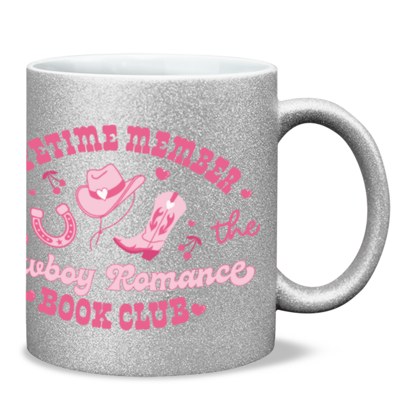 Lifetime member of cowboy romance book club sparkle mug