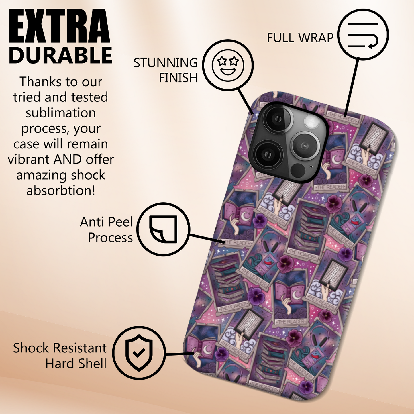 Tarot and tomes bookish iphone and samsung phone case