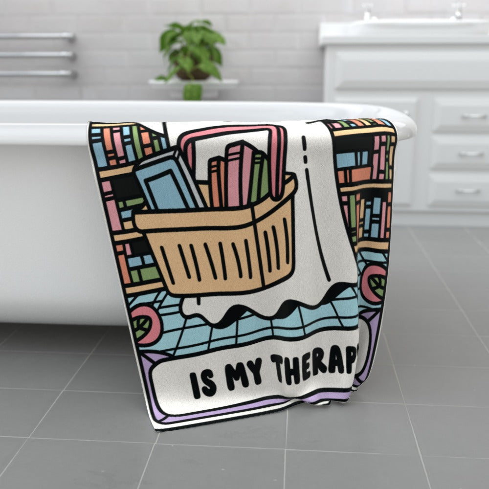 Bookshopping is my therapy 140 x 70 beach towel